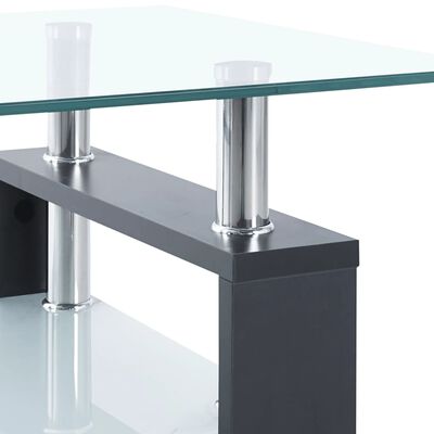 vidaXL Table basse Gris et transparent 95x55x40 cm Verre trempé