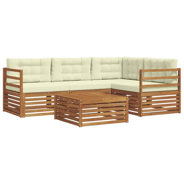 vidaXL Ensemble de canap&eacute;s d'ext&eacute;rieur 5 pcs Naturel et Cr&egrave;me