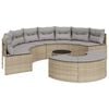 vidaXL Salon de jardin 3 pcs demi-rond beige r&eacute;sine tress&eacute;e