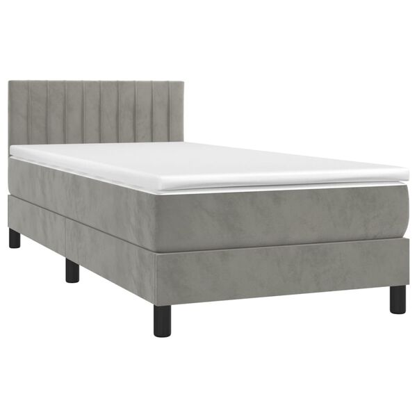 vidaXL Sommier &agrave; lattes de lit et matelas et LED Gris clair 90x200cm