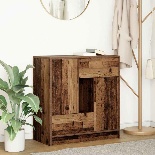 vidaXL Buffet avec tiroirs et portes vieux bois 70,5x34x74,5 cm