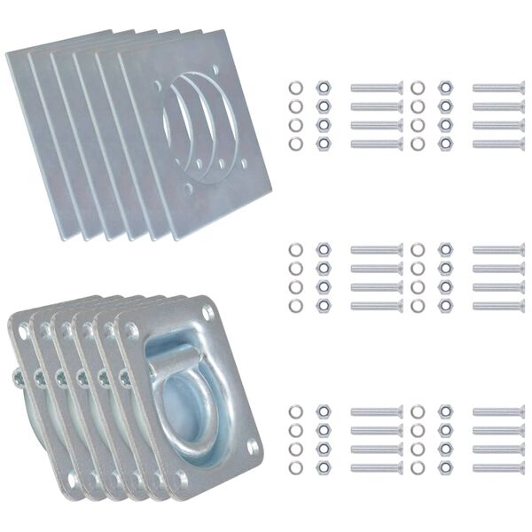 vidaXL Anneau d'arrimage pour remorque 6 pcs Acier galvanis&eacute; 2000 kg