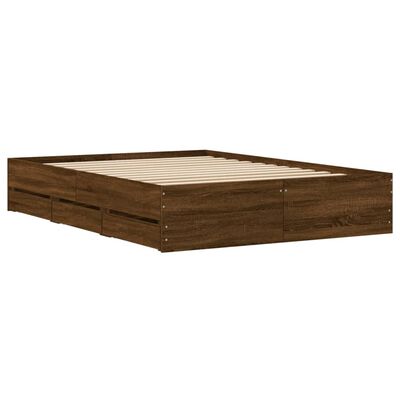 vidaXL Cadre de lit et tiroirs chêne marron 120x190 cm bois ingénierie