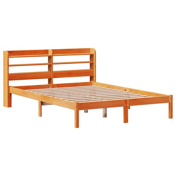 vidaXL Cadre de lit et t&ecirc;te de lit sans matelas cire marron 160x200 cm