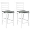 vidaXL Tabourets de bar avec coussins 2 pcs blanc bois massif d'h&eacute;v&eacute;a
