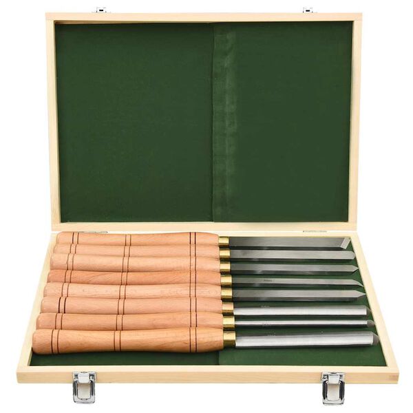 vidaXL Jeu d'outils de tournage 8 pi&egrave;ces acier rapide