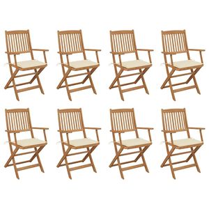 vidaXL Chaises pliables d'ext&eacute;rieur et coussins lot de 8 Bois d'acacia