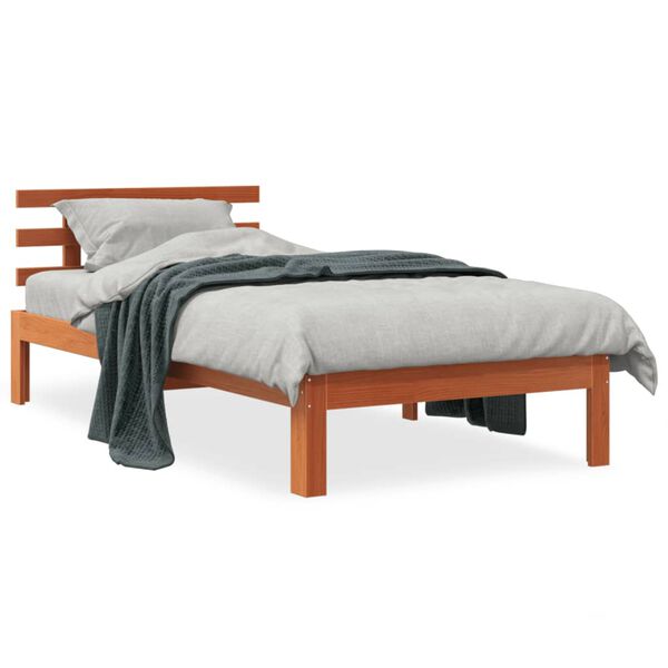 vidaXL Cadre de lit sans matelas cire marron 75x190 cm bois pin massif