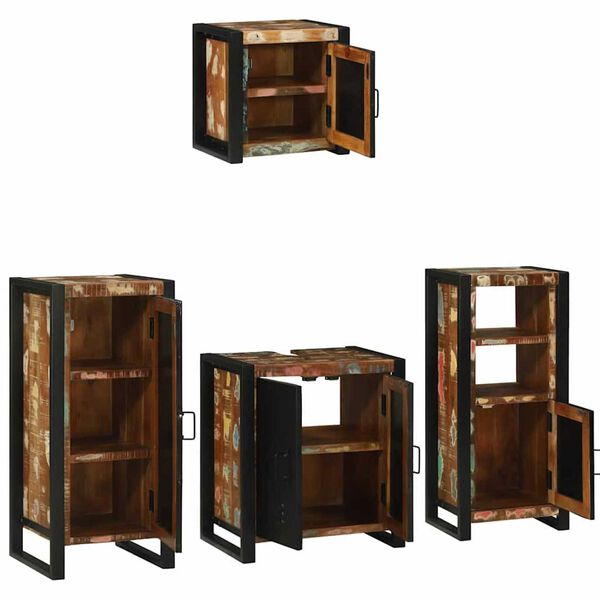 vidaXL Ensemble de mobilier de salle de bain 4 pcs Bois Recyclé Solide