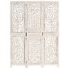 vidaXL Cloison de s&eacute;paration 3 panneaux Blanc 120x165 cm Bois manguier