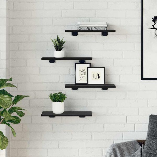 vidaXL &Eacute;tag&egrave;re &agrave; livres 4 pcs Noir 40 x 20 x 1,5 cm Bois d'ing&eacute;nierie