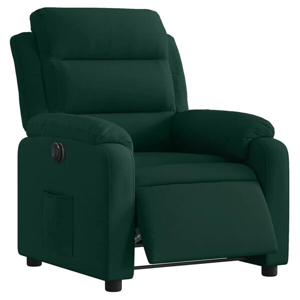 vidaXL Fauteuil inclinable électrique vert foncé velours