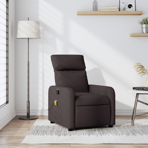 vidaXL Fauteuil de massage inclinable Marron fonc&eacute; Tissu