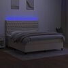 vidaXL Sommier &agrave; lattes de lit et matelas et LED Cr&egrave;me 180x200cm Tissu