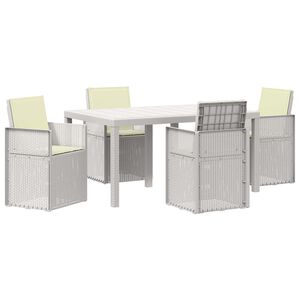 vidaXL Ensemble de salle &agrave; manger pour jardin 5 pc Blanc et cr&egrave;me PP
