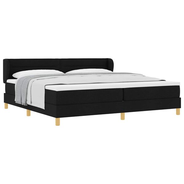 vidaXL Lit &agrave; ressorts avec matelas Noir 200 x 200 cm tissu