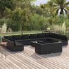 vidaXL Salon de jardin 13 pcs avec coussins Noir R&eacute;sine tress&eacute;e