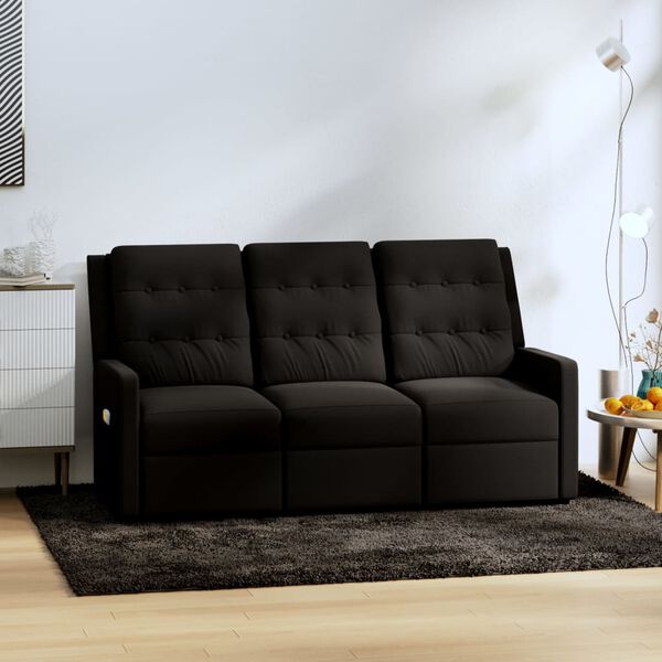 vidaXL Fauteuil de massage inclinable &agrave; 3 places noir tissu