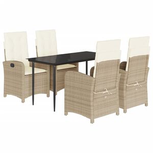 vidaXL Ensemble &agrave; manger de jardin avec coussins 5pcs Beige poly rotin