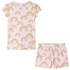 Pyjamas &agrave; manches courtes pour enfants rose p&acirc;le 128