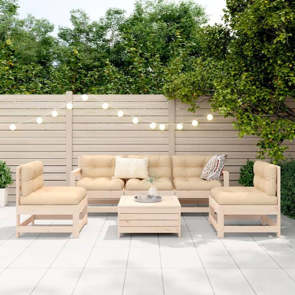 vidaXL Salon de jardin 6 pcs bois de pin massif