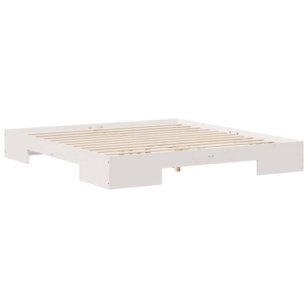 vidaXL Cadre de lit sur&eacute;lev&eacute; Blanc 200 x 200 cm Bois massif en pin