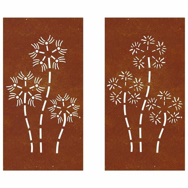 vidaXL D&eacute;corations murales de jardin 2pcs 105x55 cm design de fleur