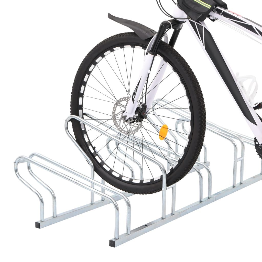 vidaXL Support de velo au sol autoportant pour 5 velos acier galvanise