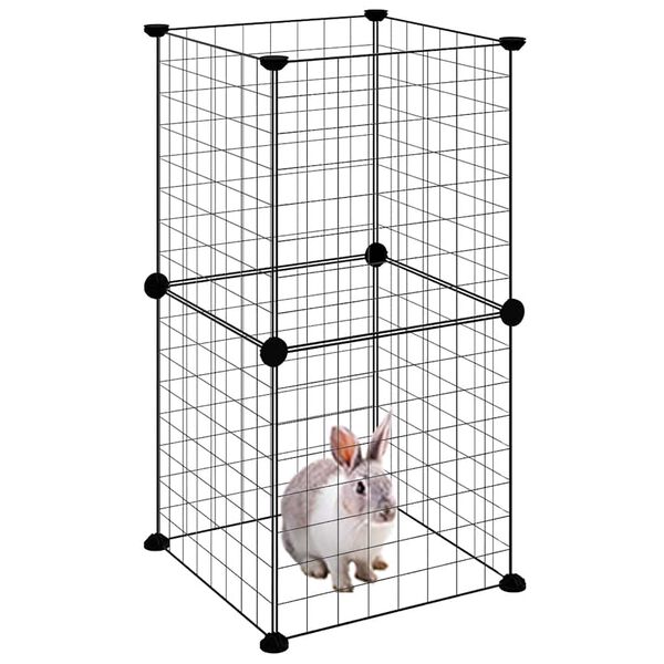 vidaXL Cage animaux de compagnie à 8 panneaux Noir 35x35 cm Acier