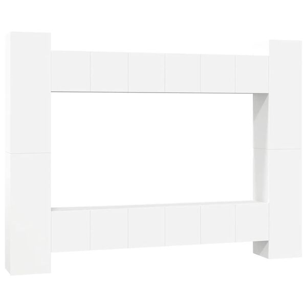 vidaXL Ensemble de meubles TV 10 pcs Blanc Bois d'ing&eacute;nierie
