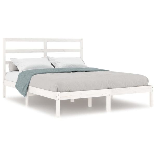 vidaXL Cadre de lit sans matelas blanc 150x200 cm bois massif