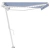 vidaXL Auvent automatique capteur de vent LED 500x350 cm Bleu et blanc