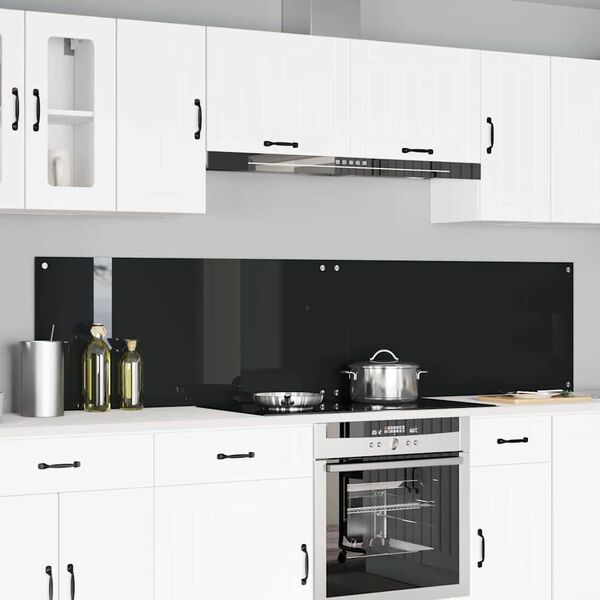 vidaXL Protection de cuisine 2 pcs Noir 110 x 50 cm verre tremp&eacute;