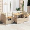 vidaXL Salon de jardin avec coussins 7 pcs beige r&eacute;sine tress&eacute;e acacia