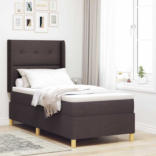 vidaXL Lit &agrave; ressorts avec matelas Marron 140 x 200 cm tissu