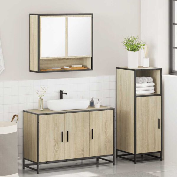 vidaXL Ensemble de meubles de salle de bain 3 pcs ch&ecirc;ne sonoma