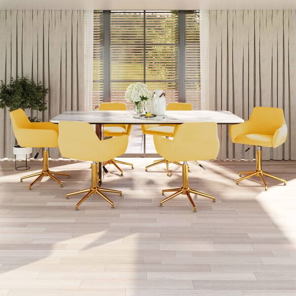 vidaXL Chaises pivotantes &agrave; manger lot de 6 Jaune Velours