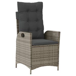 vidaXL Chaise inclinable de jardin avec coussins gris r&eacute;sine tress&eacute;e