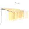 vidaXL Auvent automatique capteur de vent et LED 3x2,5m Jaune et blanc