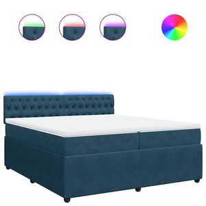vidaXL Sommier &agrave; lattes de lit et matelas Bleu 200x200 cm velours