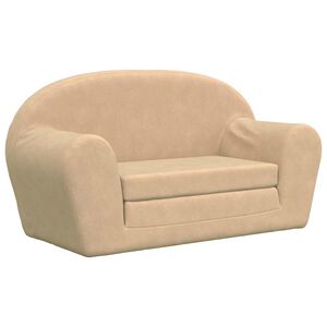 vidaXL Canap&eacute;-lit pour enfants 2 places cr&egrave;me peluche douce