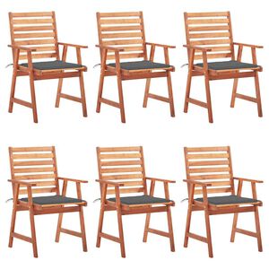 vidaXL Chaises &agrave; manger d'ext&eacute;rieur lot de 6 et coussins Acacia massif