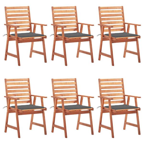 vidaXL Chaises à manger d'extérieur lot de 6 et coussins Acacia massif