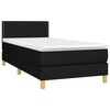vidaXL Sommier &agrave; lattes de lit avec matelas et LED Noir 90x200cm Tissu