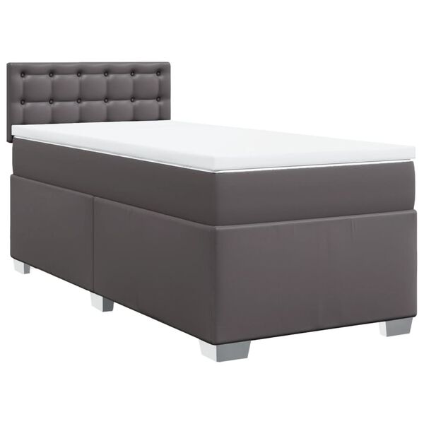 vidaXL Sommier &agrave; lattes de lit avec matelas Gris 100x200 cm Similicuir