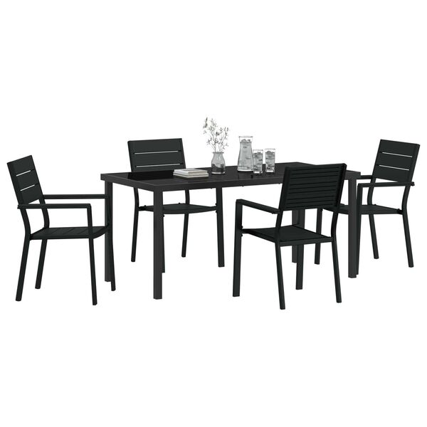 vidaXL Ensemble de salle &agrave; manger pour jardin 5 pcs Noir