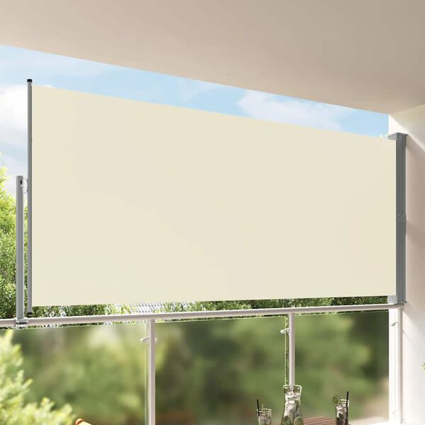 vidaXL Auvent latéral rétractable de patio 160 x 300 cm Blanc cassé