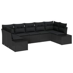 vidaXL Ensemble de canap&eacute; de jardin 7 pc 7-Nombre de places Noir
