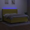 vidaXL Sommier &agrave; lattes de lit matelas et LED Vert 180x200 cm Tissu