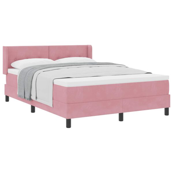 vidaXL Lit &agrave; ressorts avec matelas Rose 190 x 140 cm Velours
